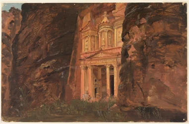 Dibujo, El Khasneh, Petra, finales de febrero de 1868