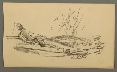 Dibujo, Árbol caído, posiblemente 1877