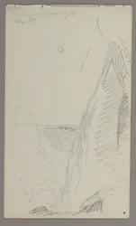Dibujo, Cataratas a la luz de la luna, 1858