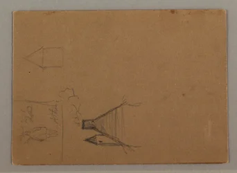 Dibujo, Figura, Tejados, posiblemente 1869