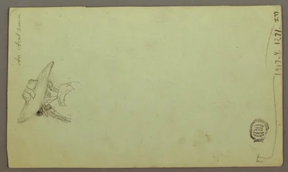 Dibujo, Estudios de figuras, Velero, Estudios arquitectónicos, posiblemente 1868