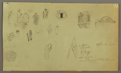 Dibujo, Estudios de figuras, Bandera de ventanas, posiblemente 1868