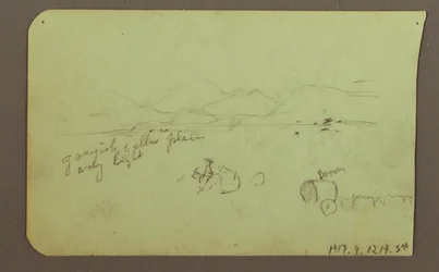 Dibujo, Figuras, Verso: Figura, Paisaje, 1883