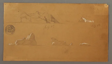 Dibujo, Icebergs flotantes, 5 y 6 de julio de 1859