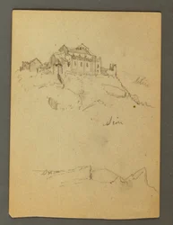 Dibujo, Fortificación de Clifftops, Sion, Valle del Ródano, posiblemente 1868