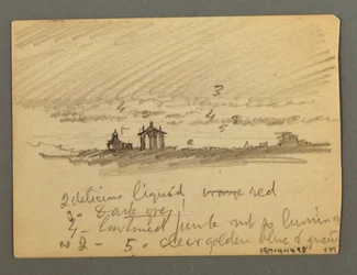 Dibujo, Fortificación de Clifftops, Sion, Valle del Ródano, posiblemente 1868