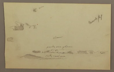 Dibujo, Luna llena, Nubes, década de 1860
