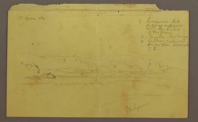 Dibujo, Goat Island y Canadian Falls, posiblemente 1856