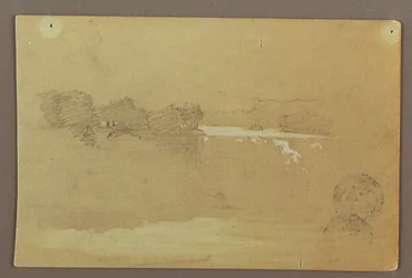 Dibujo, Hennequin Point y las cataratas americanas, río Niágara, posiblemente 1856