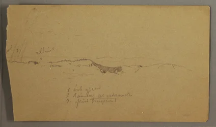 Dibujo, Colinas, arco iris, posiblemente 1865-66