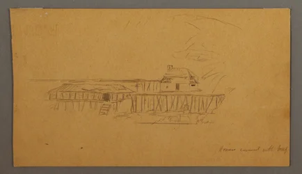 Dibujo, Casa y muelle, posiblemente 1859