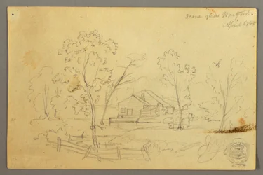 Dibujo, Casa en el bosque junto a un arroyo, abril de 1845