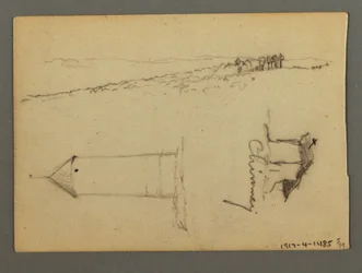 Dibujo, Casa sobre acantilado, Torres, posiblemente 1868