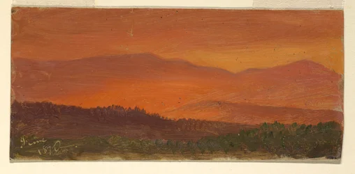 Dibujo, Valle del Hudson y montañas lejanas al atardecer, junio de 1870