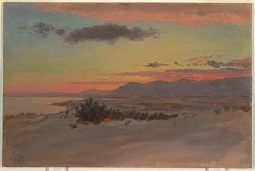 Dibujo, Valle del Hudson en invierno, mirando al suroeste desde Olana, 1870-80