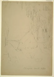 Dibujo, Hielo, Cataratas del Niágara, 20 de marzo de 1856