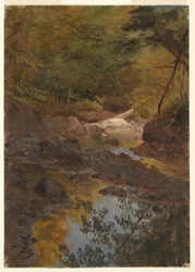 Dibujo, En los bosques de Nueva Inglaterra, 1855-65