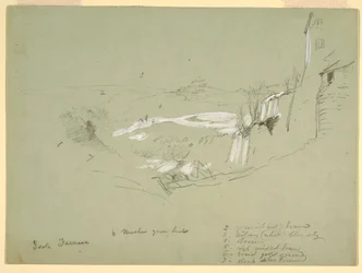 Dibujo, Isola Farnese en la Campagna romana, Italia, mayo de 1869
