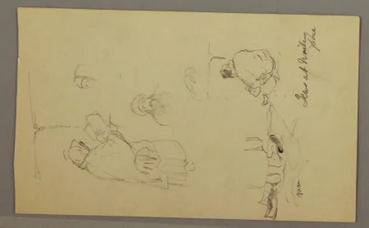 Dibujo, Judíos en el Muro de las Lamentaciones, Jerusalén, abril de 1868