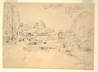 Dibujo, Khirbet-en-Nasara, Petra, Jordania, 26 de febrero de 1868.