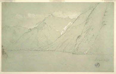 Dibujo, Königssee desde el Falkenstein, julio de 1868