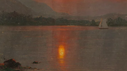 Dibujo, Lago Millinocket, puesta de sol, 1870-80