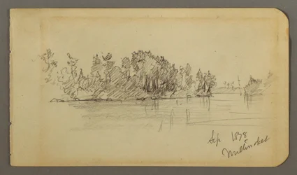 Dibujo, Lago y orilla arbolada, 1878