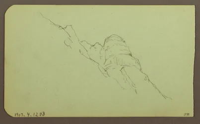 Dibujo, Paisaje; Verso: Ladera de montaña, 1883
