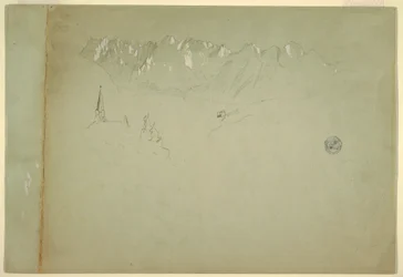 Dibujo, Paisaje de los Alpes austriacos, 1868