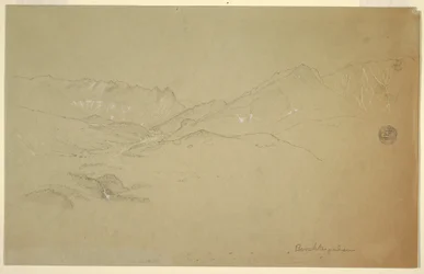 Dibujo, Paisaje cerca de Berchtesgaden, junio-julio de 1868
