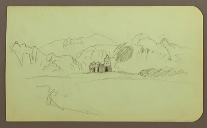 Dibujo, Paisaje con iglesia; reverso: Paisaje, 1883