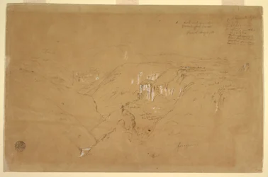 Dibujo, Paisaje con el monte Purese, Colombia, 6 de agosto de 1853