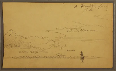 Dibujo, Paisaje con figura, 1857