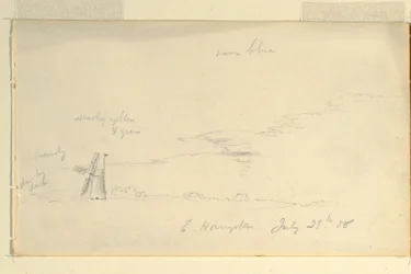 Dibujo, Paisaje con molino de viento, 29 de julio de 1858