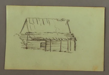 Dibujo, Cabaña de madera, posiblemente 1856