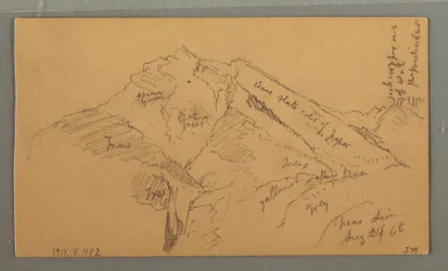 Dibujo, Castillo medieval, Casa Cascada, 24 de agosto de 1868