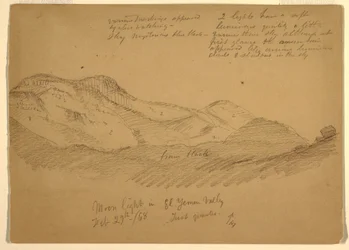 Dibujo, Luz de luna en el valle de El Yumen, Arabia, 29 de febrero de 1868