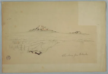 Dibujo, Monte Chimborazo, vista desde Riobamba, Ecuador, julio de 1857