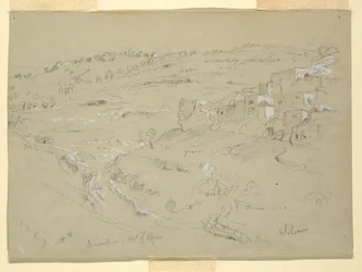 Dibujo, Monte de los Olivos, Betania, Siloé y Jerusalén, Palestina [Betania y Silwan, Jerusalén Este y Jerusalén, Israel], 7 y 10 de febrero de 1868.