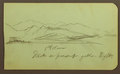 Dibujo, Paisaje de montaña; reverso: Paisaje de montaña, Figura, 1883