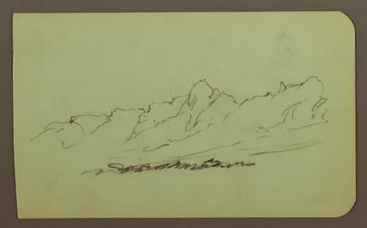 Dibujo, Paisaje montañoso; reverso: Cordillera, Figura, 1883