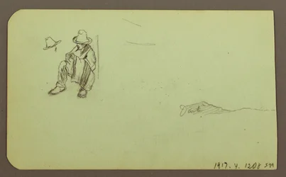 Dibujo, Paisaje de montaña; reverso: Figura sentada, Montaña, 1883