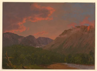 Dibujo, Paisaje montañoso al atardecer, 1865