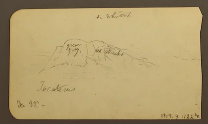 Dibujo, Paisajes de montaña; Verso: Flanco de montaña, Tocatecas, 22 de diciembre de 1884