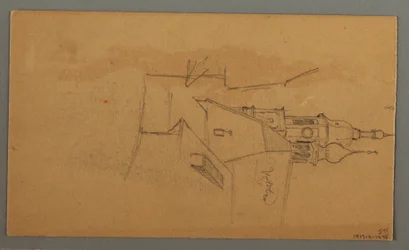 Dibujo, Pico de montaña, Vegetación junto a estanque, 1868