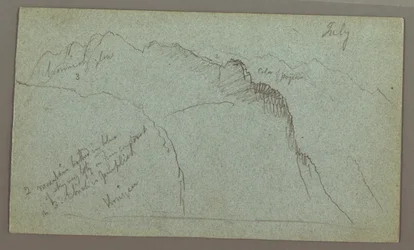 Dibujo, Picos de montaña, julio posiblemente 1868