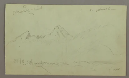 Dibujo, Picos de montaña, posiblemente 1868
