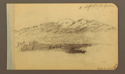 Dibujo, Cordillera; Verso: Montañas, cielo nublado, 1889