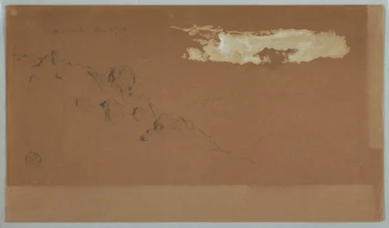 Dibujo, Montañas cerca de Mocho, Ecuador, probablemente mostrando el monte Chimoborazo enmarcado por nubes, 16 de junio de 1857.