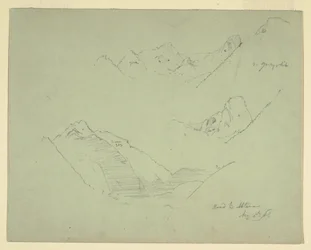 Dibujo, Montañas cerca de Abtenau, Salzkammergut, 5 de agosto de 1868
